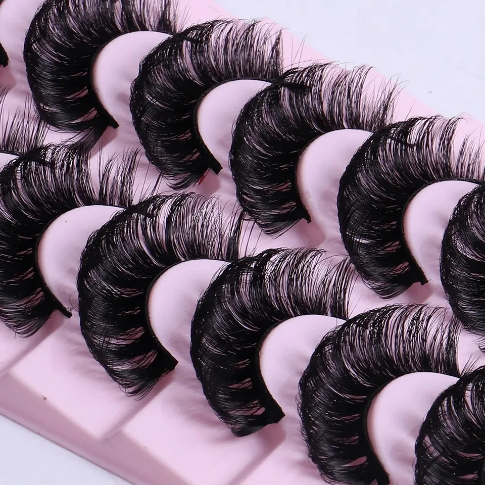 10 pares tiras rusas curva DD 3D reutilizables esponjosas extensión rusa 6