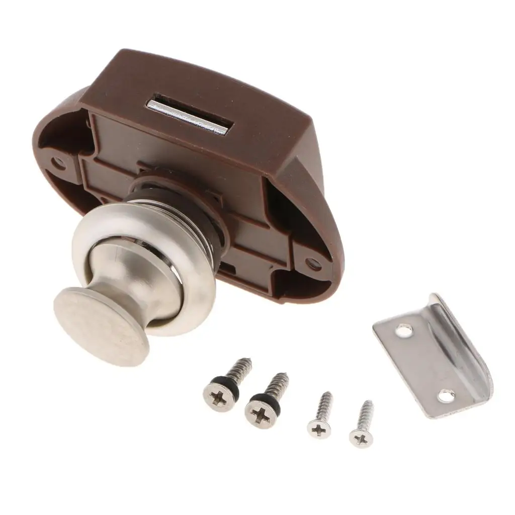 Keyless Push Button Cabinet Latch RV Door Knobs with Plastic Housing Lock for RV Car Camper Motorhome Home Furniture Accessory