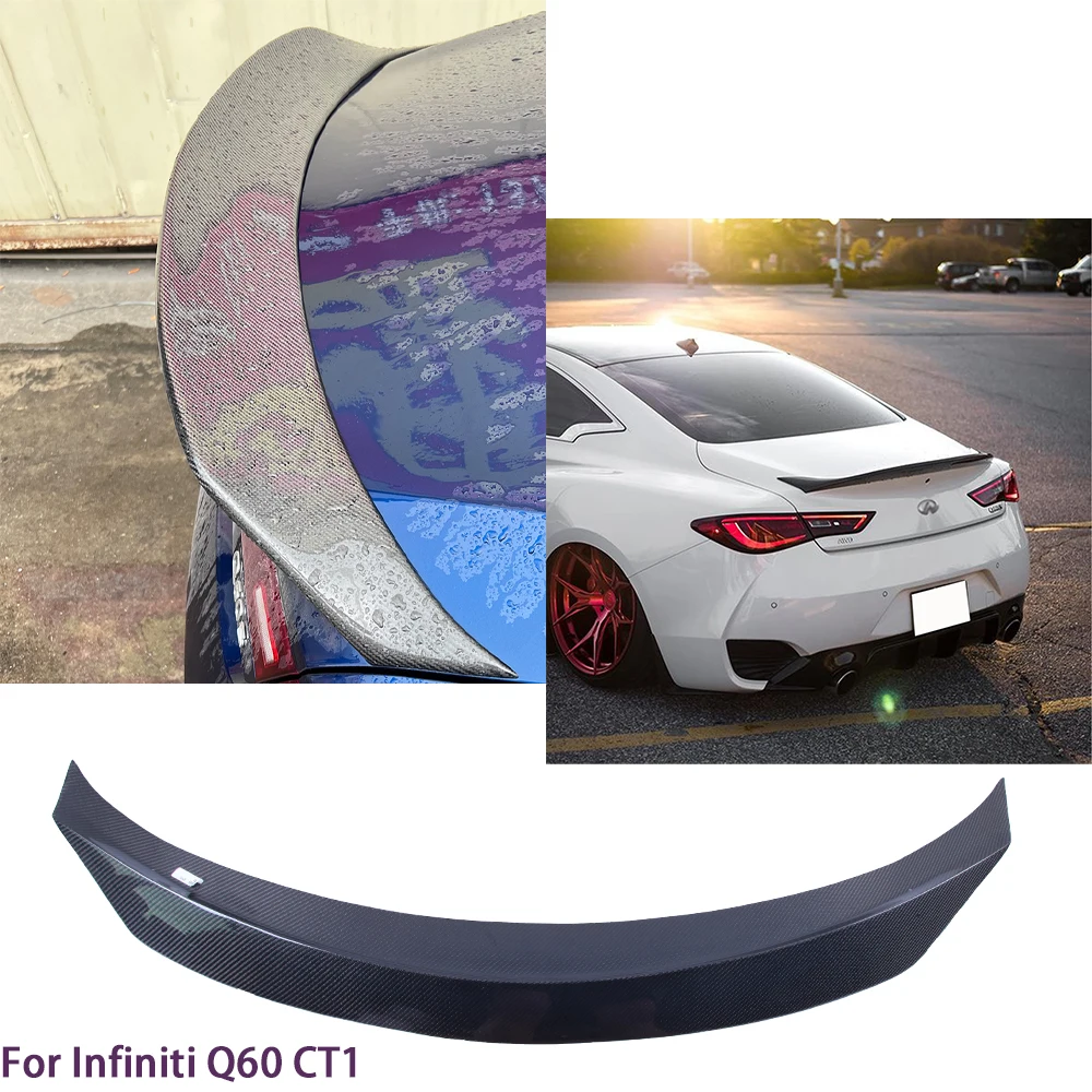 

For Infiniti Q60 Q60S Coupe CT1 Style Carbon fiber Rear Spoiler Trunk wing 2013-2023
