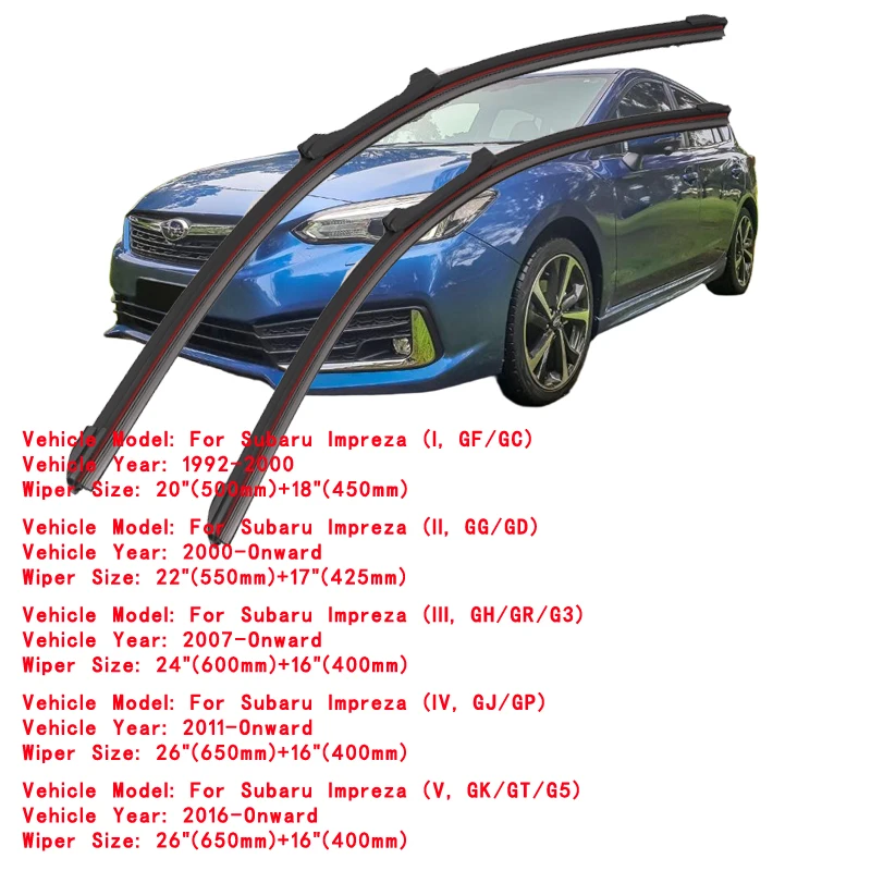 For Subaru Impreza GM GC GF GD GG GV GH GR GE G3 WRX 1992 2000 2007 2008 2010 2015 2016 Car Brush Double Rubber Windshield Wiper - view 2