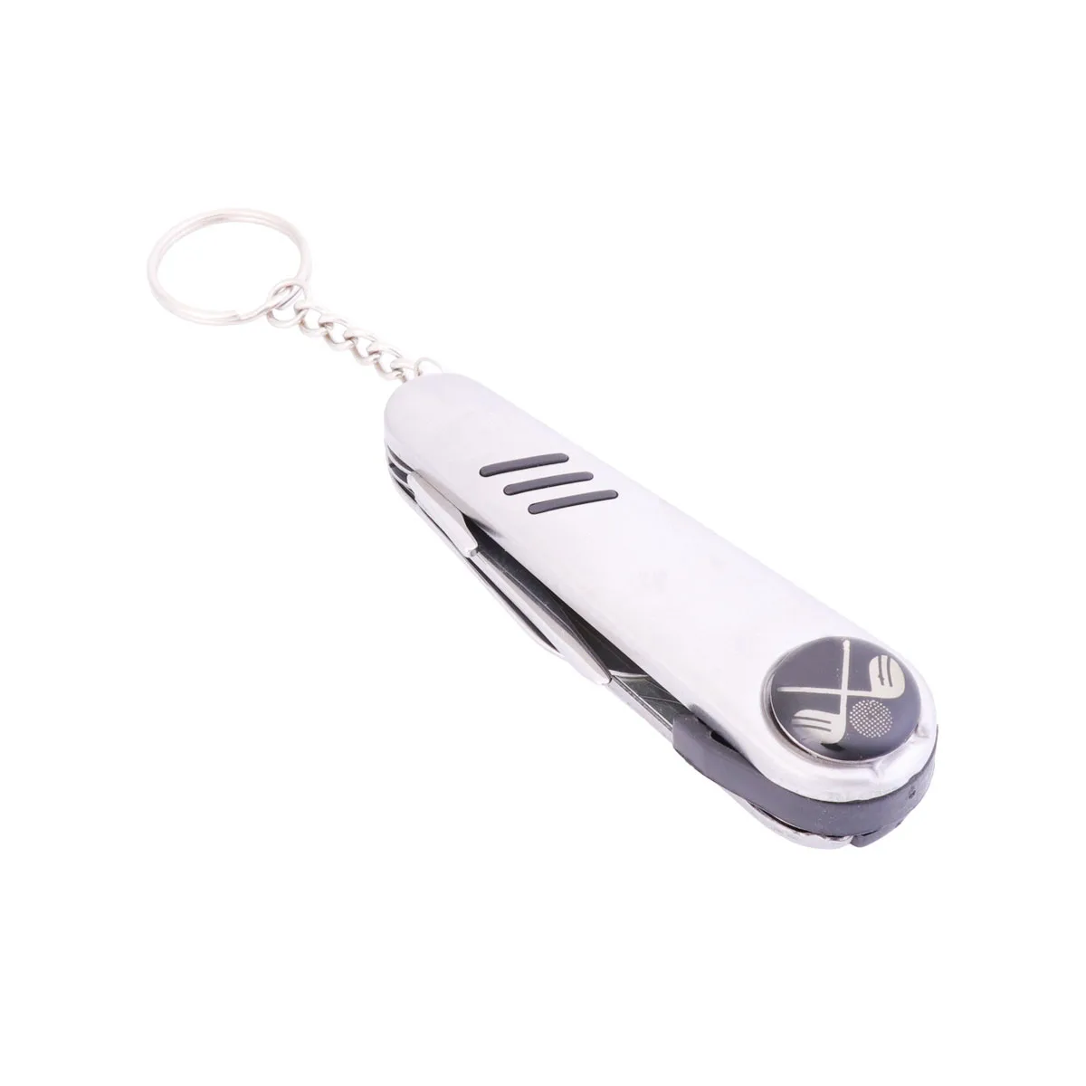 

6 in 1 Multi Purpose Gadget Silver Keychain Portable Accessory Golfers Tool Club Cleaning Groove Dirt Remover Fits Pocket Easy