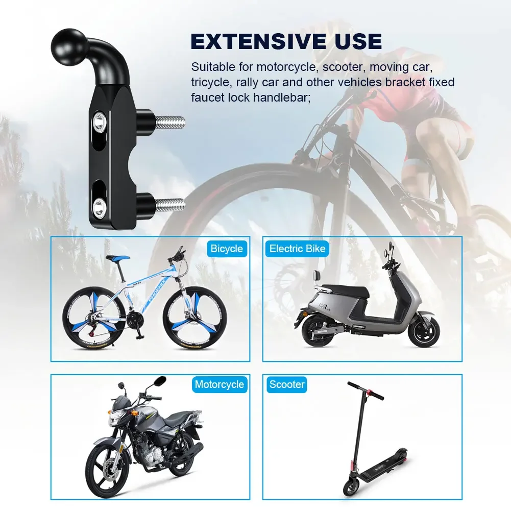 Podstawa mocująca z aluminium, kulowy uchwyt z podwójnym gniazdem, podstawa kulowa do hamulca motocyklowego, obrót o 360 stopni, do roweru i motocykla, średnica 17 mm, 25 mm. — zdjęcie produktu 5