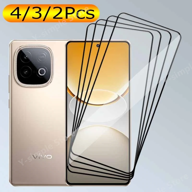 غطاء كامل زجاجي للشاشة لهاتف VIVO Y300 GT واقي أمامي من الزجاج المقسى 9H شفاف مضاد للخدش 4/3/2 قطعة
