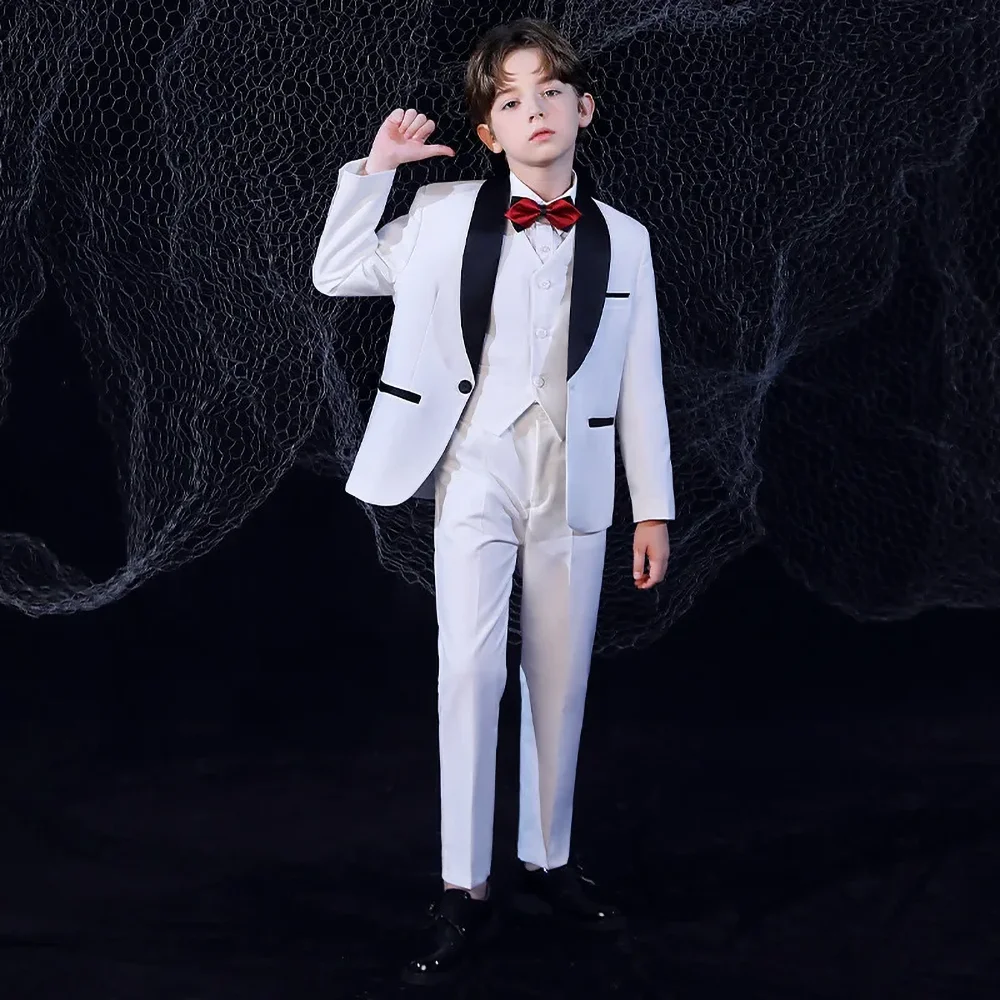 

Elegant Boys Suits Fashion Shawl Lapel One Button Blazer Sets Slim Wedding Party Tuxedo Daily Formal Kids Clothes 3 Piece