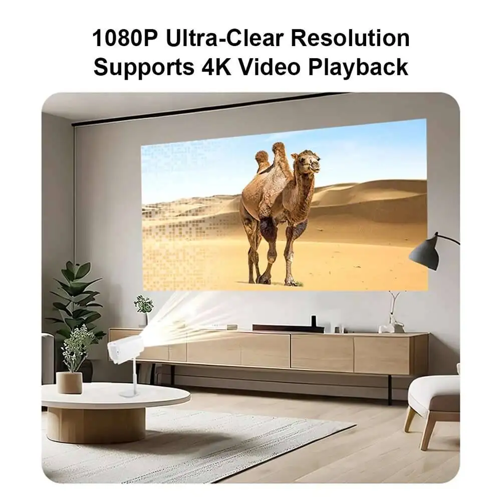 Touyinger  E700 Pro Mini LED Projector Smart Android Beam Support 4K 1080P Portable Bluetooth Speaker Adjustable Stand For Home