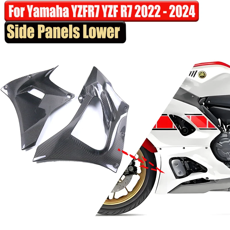

Боковые панели из углеродного волокна 3K, боковой спойлер, обтекатель живота, аксессуары для мотоциклов для YAMAHA YZFR7 YZF R7 YZF-R7 2022 2023 2024