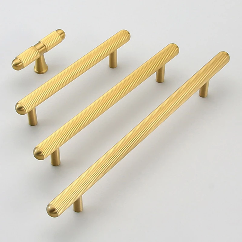 4PCS Solid Pure Brass Furniture Pulls Handles Stripe Drawer Pulls Pens Cupboard Wardrobe Kitchen Dresser TV Cabinet Pulls Handle