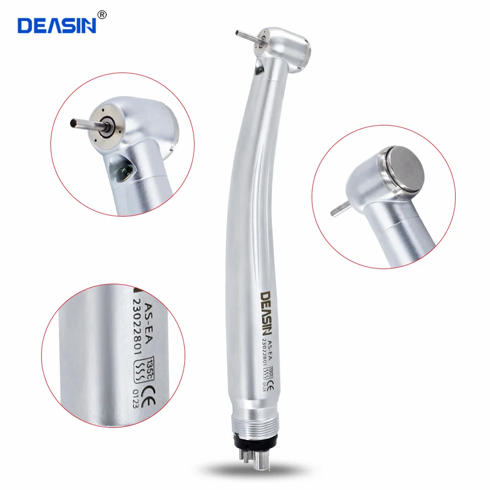 

DEASIN Dental LED E-generator Push Button High Speed Handpiece Air Turbine Triple Water Spray Hand piece 4hole 2hole