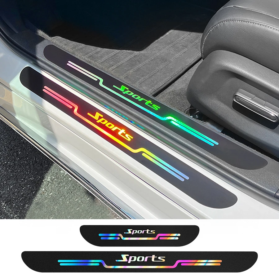 

Colorful Car Door Sill Scuff Plate Decor Carbon Fibre Stickers For Sports LOGO Resistant Anti-Scratch Anti-Skid Car B-Pillar Diy