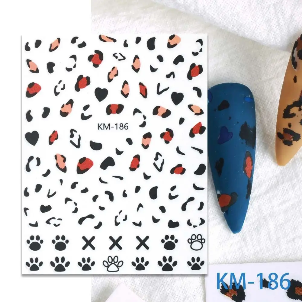 Pegatinas autoadhesivas con estampado de leopardo japonés, accesorios de manicura, calcomanías para uñas, pata de oso, leopardo