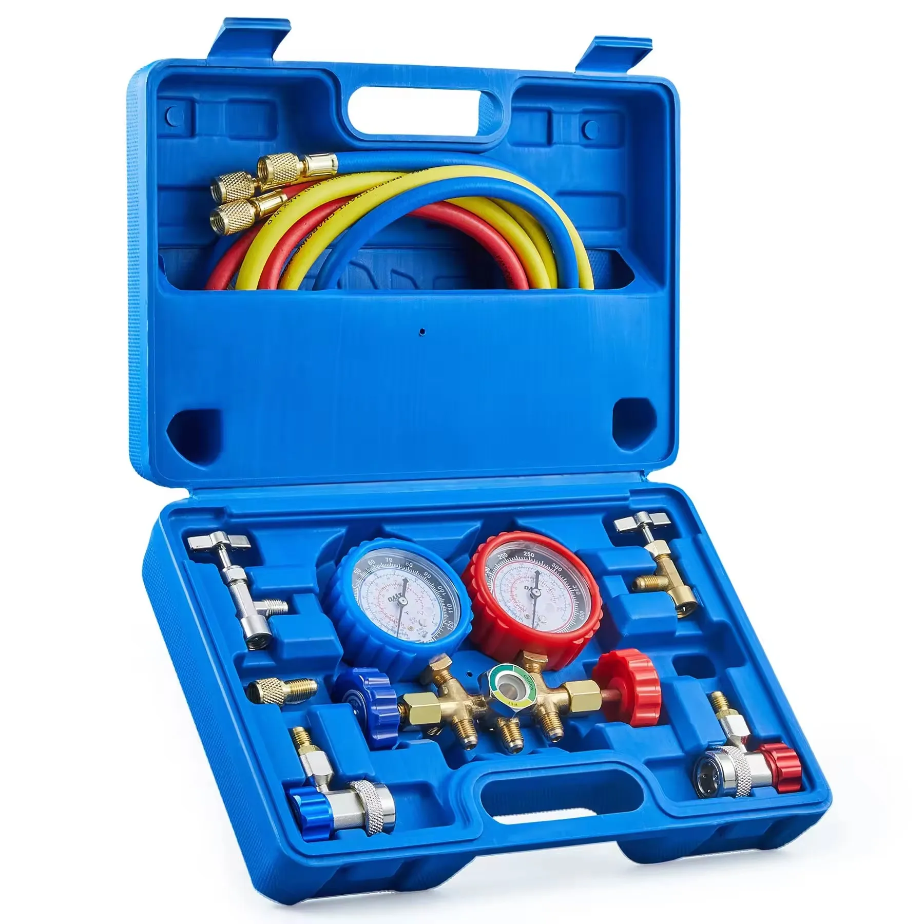 

3 Way Car with 5FT Hoses Couplers & Adapter Gauge Charge Kit AC Manifold Gauge Set for R134a R12 R502 Refrigerant