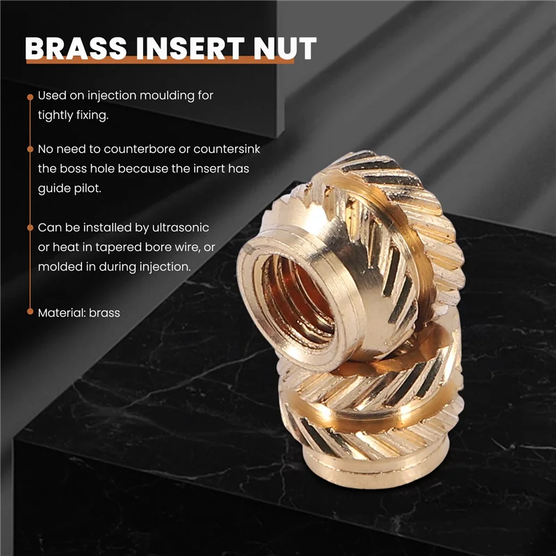 100Pcs M3 Thread Knurled Brass Threaded Heat Set Heat Resistant Insert Embedment Nut,M3X5X4,For 3D Printer Voron 2.4 Etc-N38R