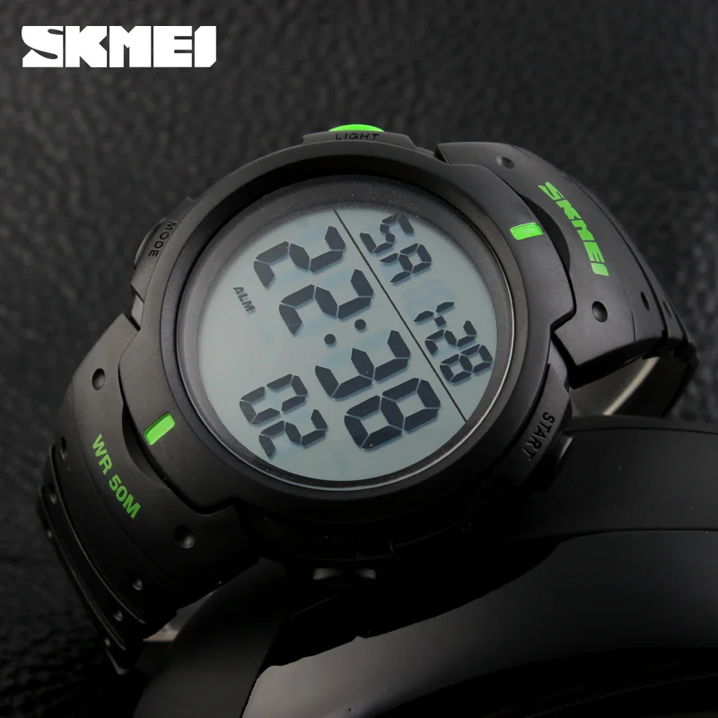 SKMEI 1068 Calendar PU Strap 5Bar Waterproof Digital Watch reloj hombre Outdoor Sport Watch Men Big Dial Fashion Simple Watches