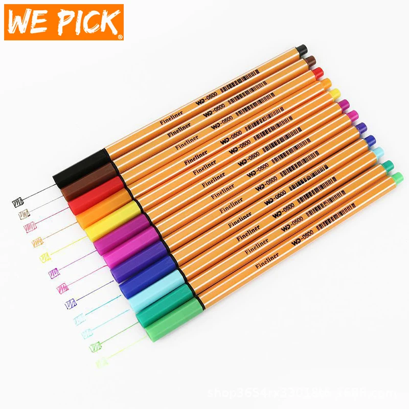 

12 Colors Fineliner Set Drawing Pen 0.4mm Liner Pens Sketch Marker Tiralineas Tekenen Lettering Markers Pennarelli Dessin