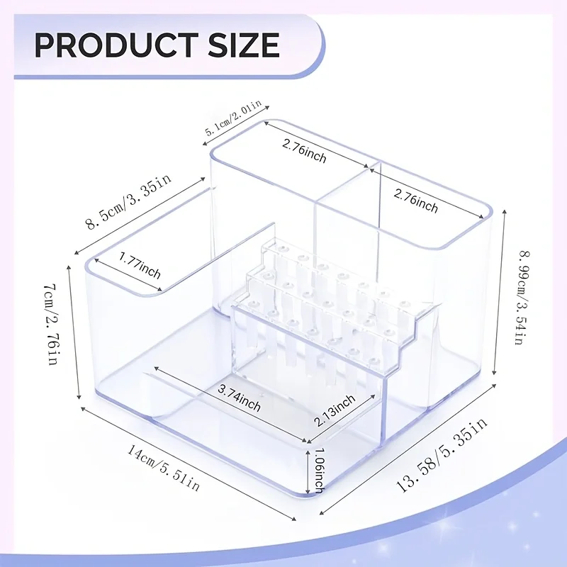 1 Stück 21-Loch Acryl-Nagelbohrer-Aufbewahrungshalter, Desktop-Organizer für Nagelbohrer & Bits (Maschine & Werkzeuge Nicht Enthalten) – Detail 6