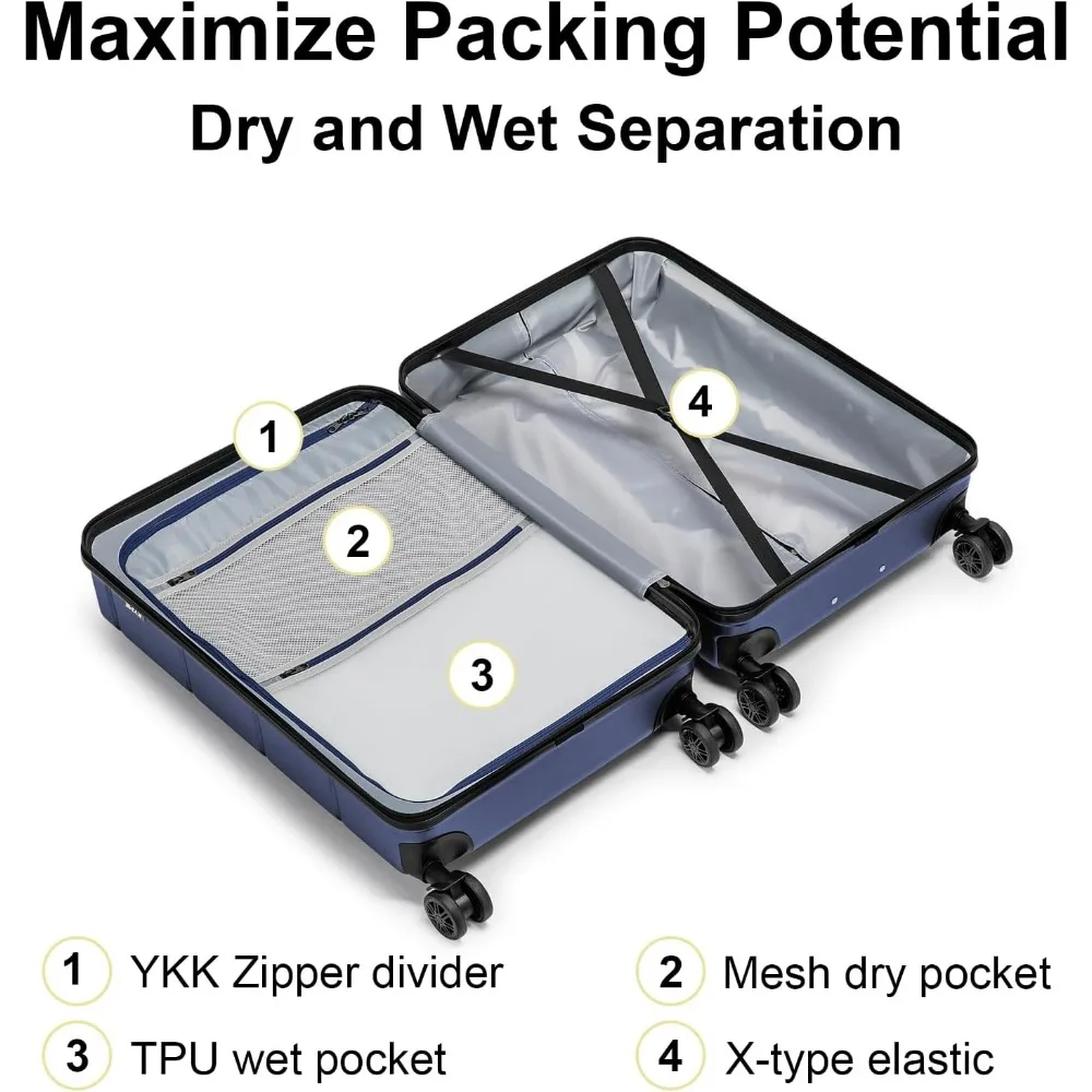 Expandable Hardshell Carry-On Luggage 22x14x9 TSA Lock Airline Approved 20 Inch Suitcase with Wheels Small Travel