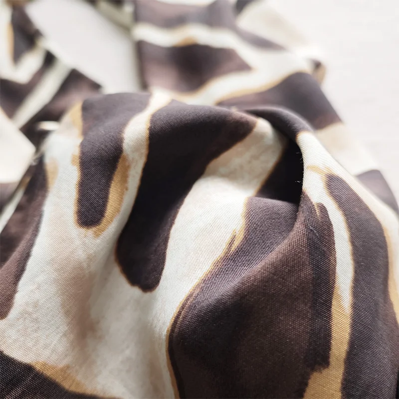 Tutina estiva in seta di cotone con stampa floreale animale da donna intrecciata ort Sve colletto rovesciato pantaloni lunghi a gamba larga a vita alta