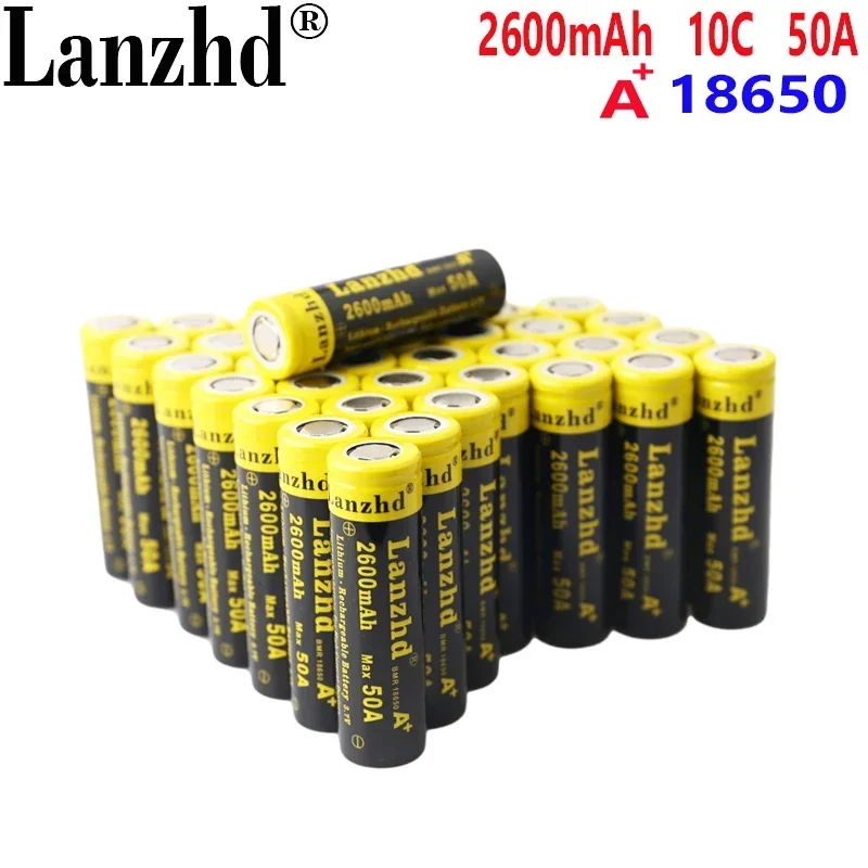 Baterias Li-ion 10C 18650, 26A, 3.7V, 2600mA, 10C atual, bateria de lítio para furadeira elétrica, scooter, ferramentas, brinquedo, carro, LED, 16pcs