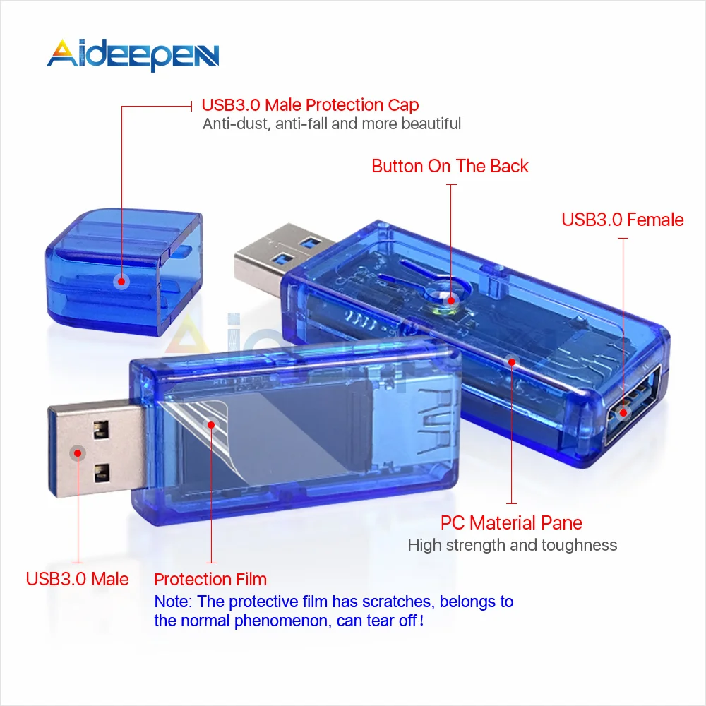 AT35 AT34 5 Digits USB 3.0 Color LCD Voltmeter Ammeter Voltage Current Meter Multimeter Battery Charge Power Bank USB Tester