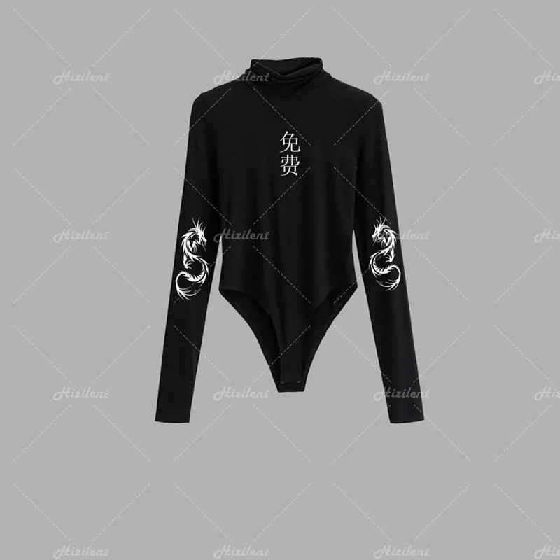 women\'s sexy bodysuit dropshipping Middle collar women 2021 winter spring solid Image print bodycon casual long sleeve body Y2K