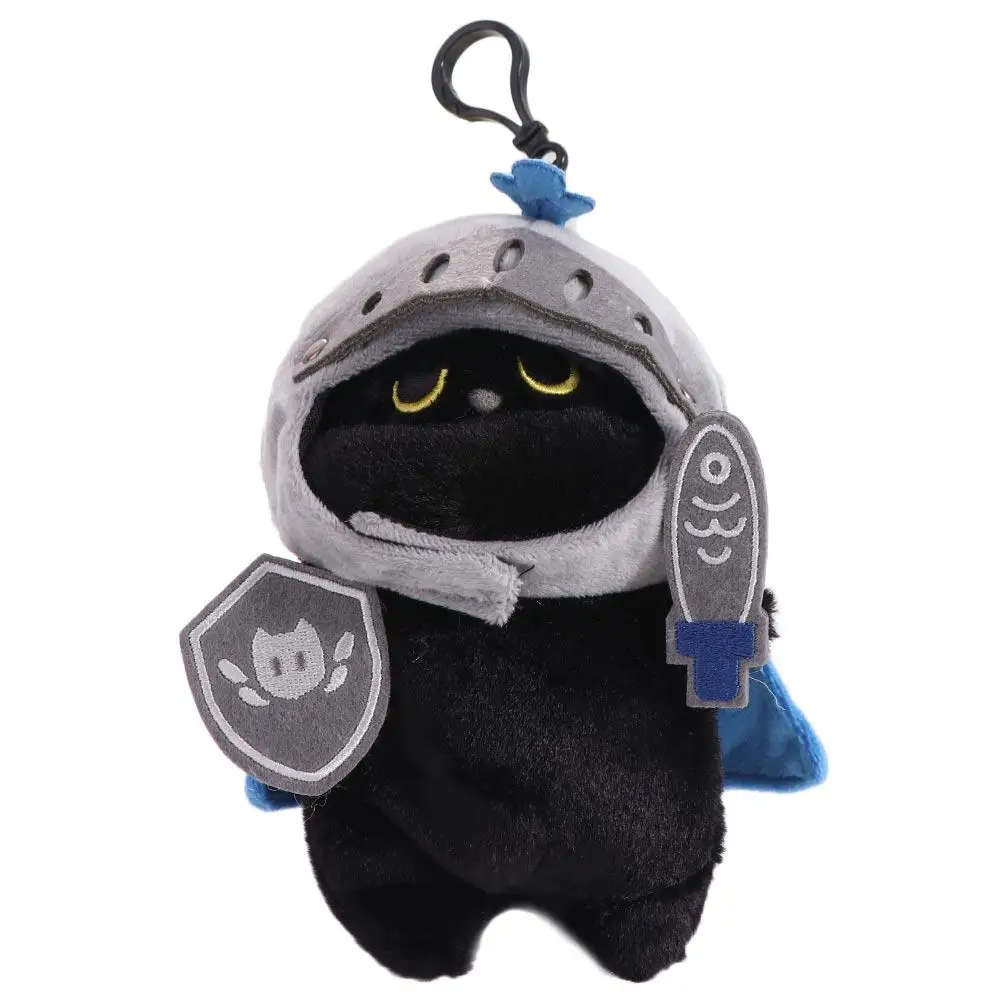 Sleep Pillow Shield Knight Cat Plush Doll Silly Cartoon Cat Plush Toy Soft Cute Black Cat Stuffed Toy Children