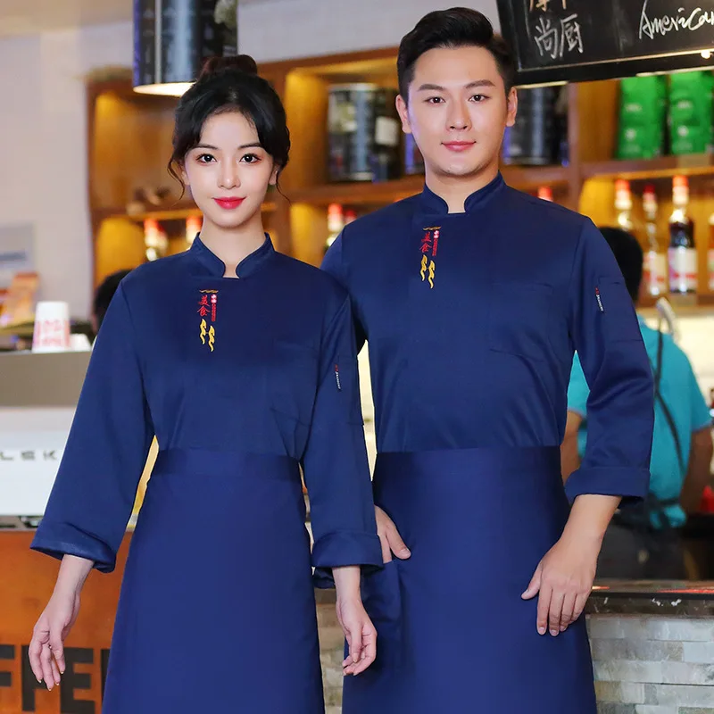 C222 Long-sleeved Chef Clothes Catering Breakfast Jacket Shop Pastry Uniform Chef's Overalls Waiter Jacket Chef Coat Women