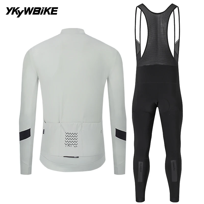 YKYWBIKE Herren-Radsportbekleidung Winter 10-20 ° C Fahrrad-Sets Rennrad-Latzhose Anzug Langarm-Radtrikot Kleidung – Detail 29