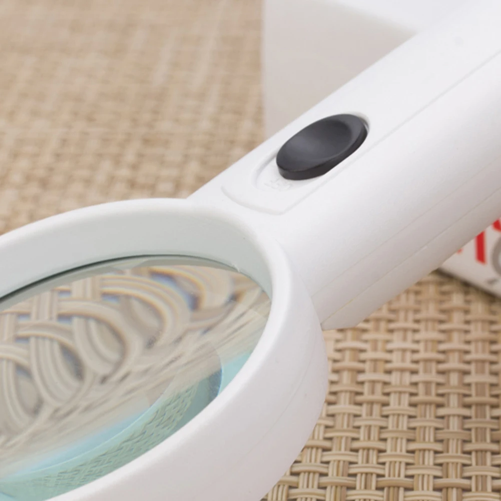 Portable Handheld 15X Illuminated Magnifier Magnifying Lens with 2 LED Light Aid Reading for Seniors Loupe Jewelry Repair Tool