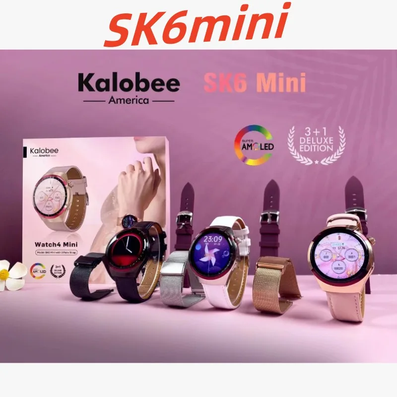 SK6 Mini Women's Stainless Steel Watch Fashionable 3-Straps Magnetic Wireless Charging IP67 Waterproof Fitness Smartwatch Alloy