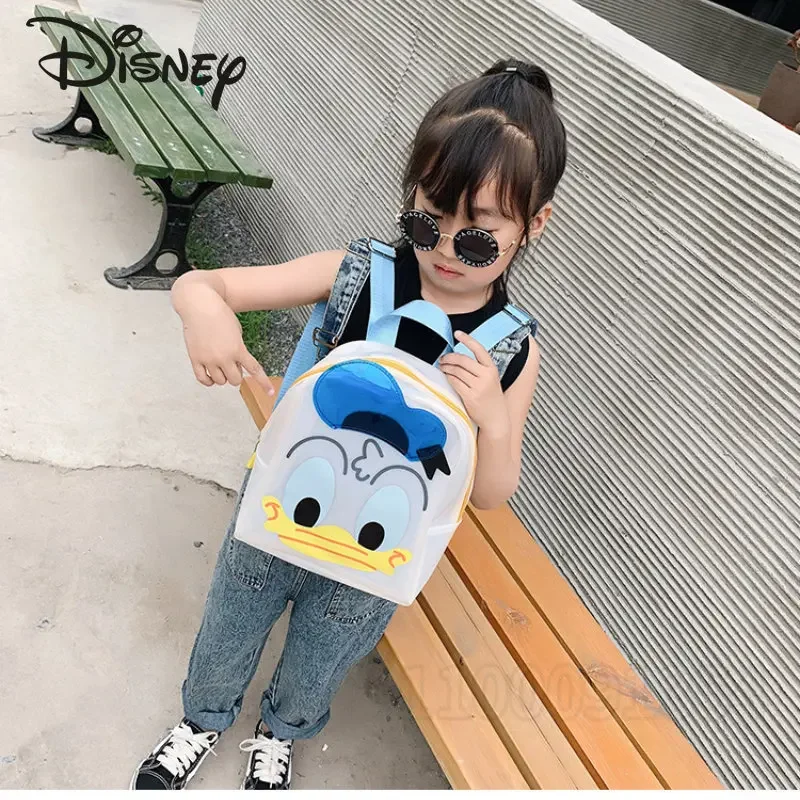 Disney Donald Duck New Children\'s Backpack Cartoon Girls Backpack PVC Transparent Large Capacity Fashion Children\'s School Bag