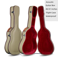 40 41 Inches Acoustic Guitar Box Cream Color Wood PU Case Flight Case Thicken 24mm Guitarra Accessories Gig