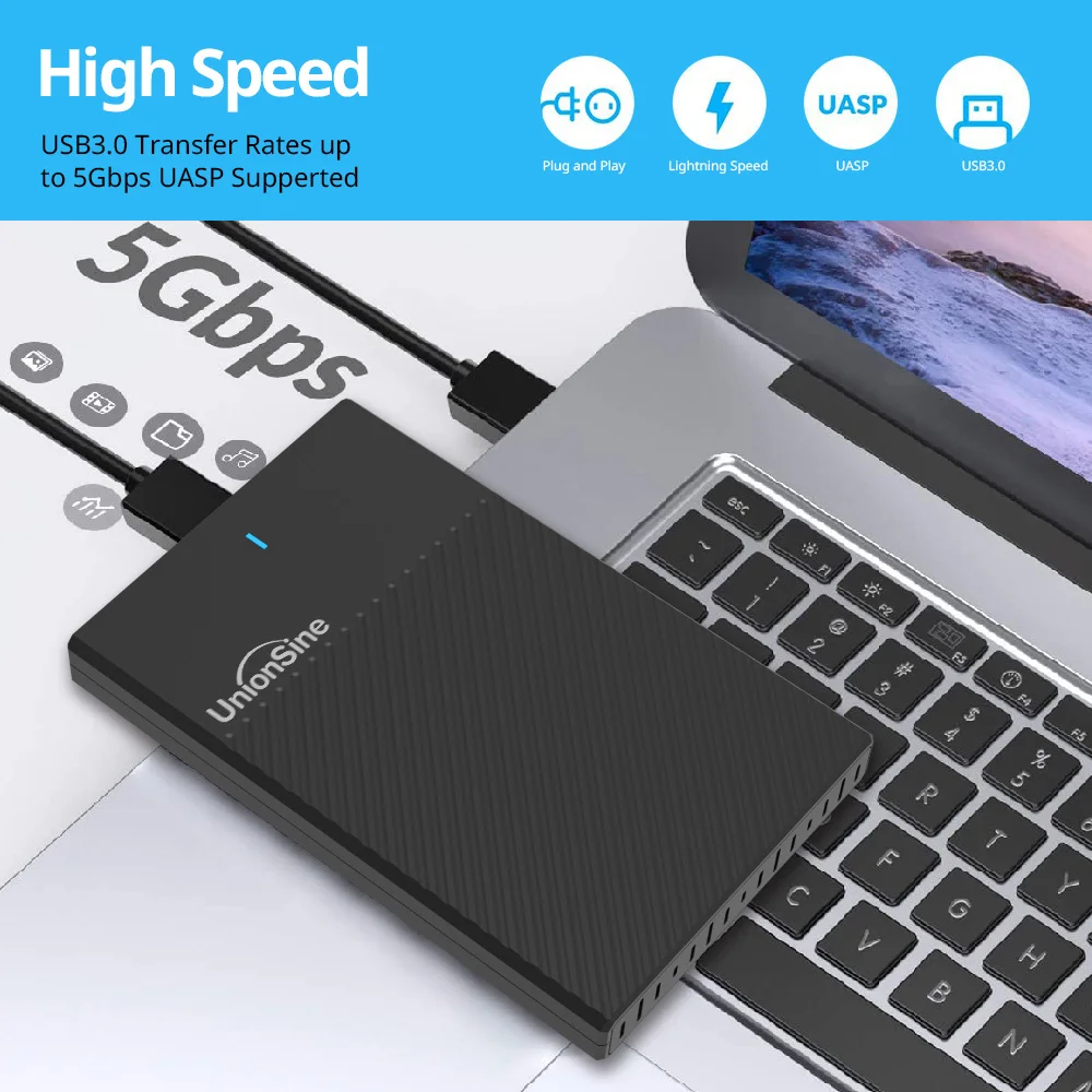 เคส unionsine HDD 2.5 "USB 3.0 HDD Enclosure 2.5นิ้วพอร์ตอนุกรม SATA SSD รองรับ6TB สำหรับ Seagate TOSHIBA FUJITSU 2.5" กล่อง HDD