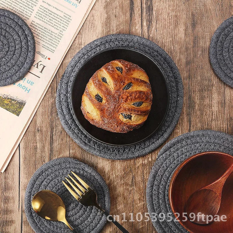 Heat Insulation Pad Cotton round Kitchen Coaster Pot Mat High Temperature Protection for Dining Table Tea Set Japanese Style