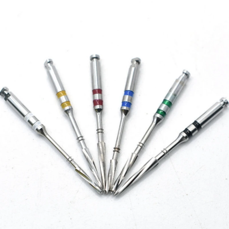 6Pcs/Box Dental U Drill Stainless Steel Root Canal Reaming Drill 32mm Engine Use Bit Files Fiber Post Preparation