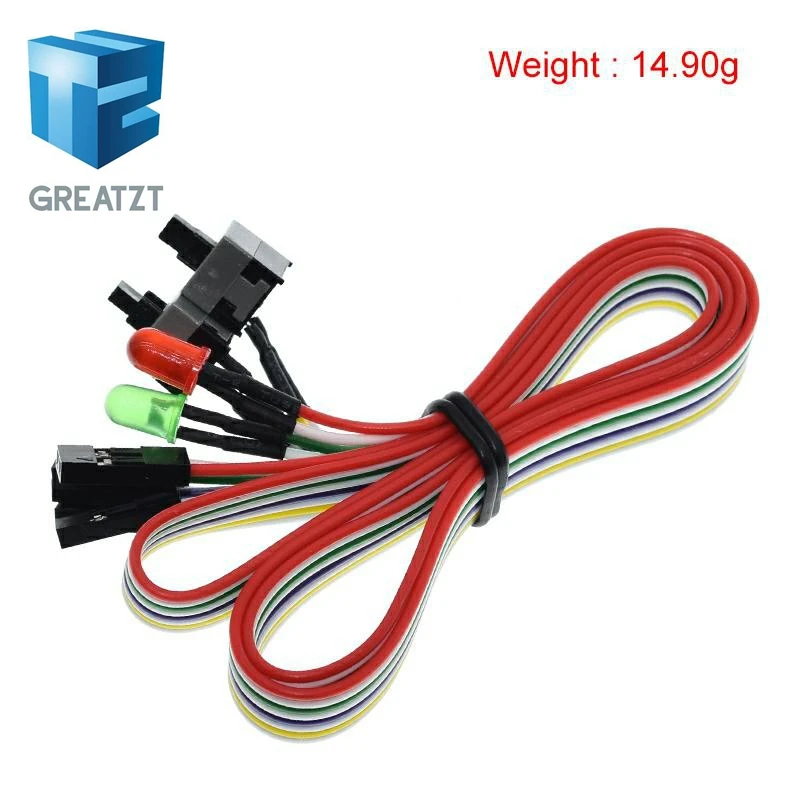 65CM Slim PC Compute Motherboard Power Cable Original On Off Reset with LED Light PC Power Reset Switch Push Button Switch