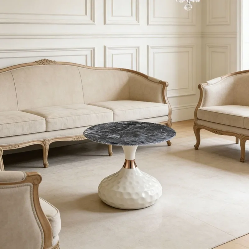 For light luxury white and blue contrasting edge few waves natural texture rock slab tray
