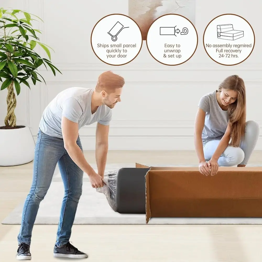 سرير أريكة فردي من إسفنج الذاكرة، كرسي نوم قابل للتحويل، أريكة فوتون لغرفة المعيشة، المكتب المنزلي، سرير الضيوف، والألعاب باللون الداكن #4