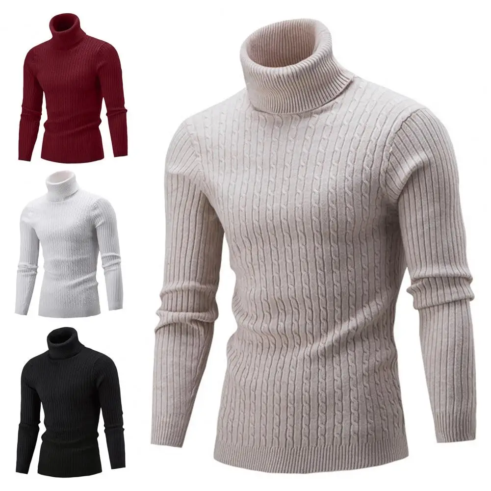 2025 Men Knitted Sweater Turtleneck Long Sleeve Knitted Sweater All-matched Twist Men Sweater Pullover Autumn Winter Knitwear