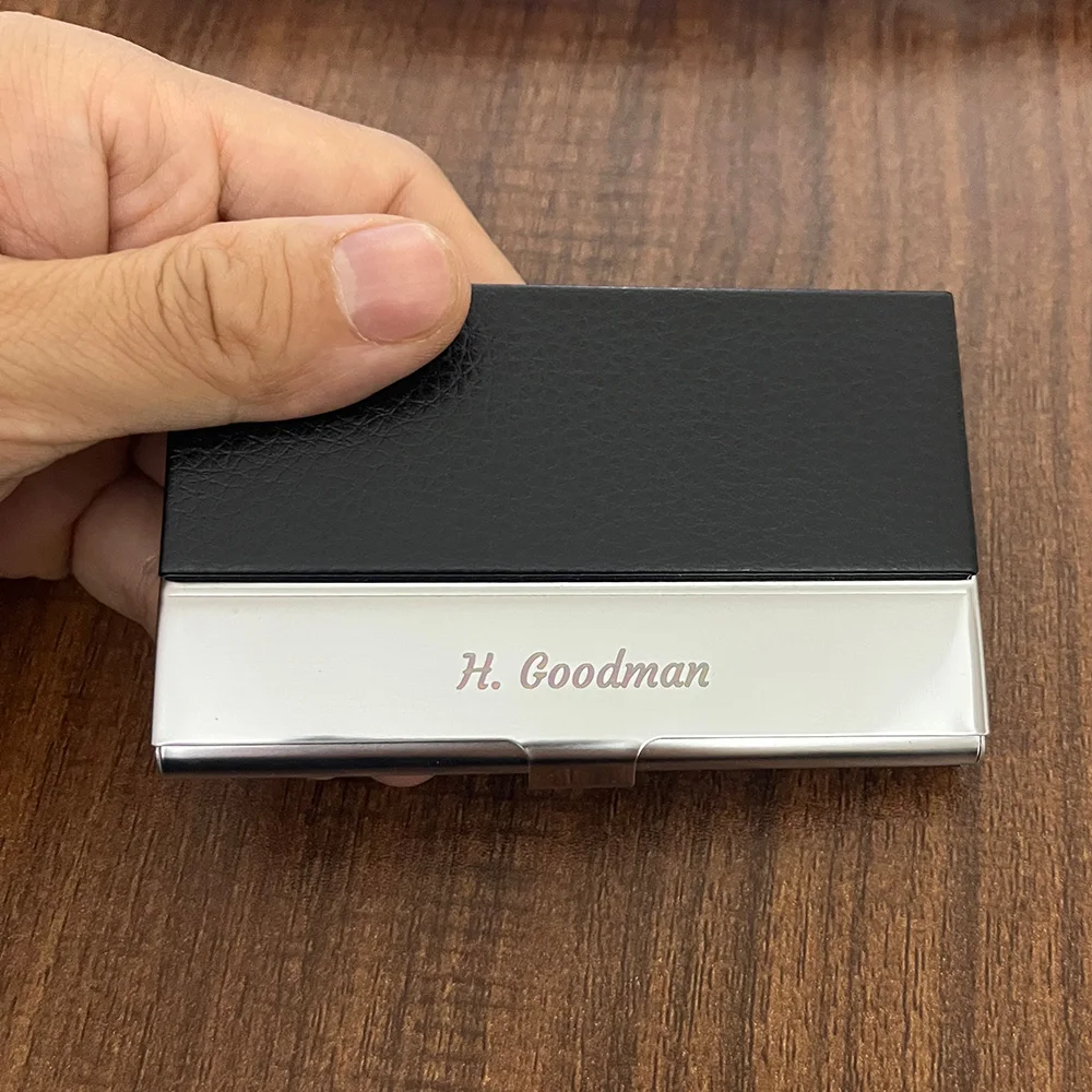 사용자 정의 명함 홀더 남자 비즈니스 크리 에이 티브 금속 모노그램 로고 드롭 배송과 사용자 정의 명함 홀더