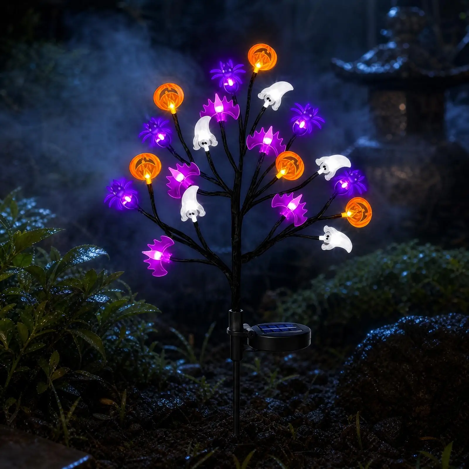Festival Solar Stake Light Spooky Pumpkin Eve Wing Design for Yard Walkway and Lawn