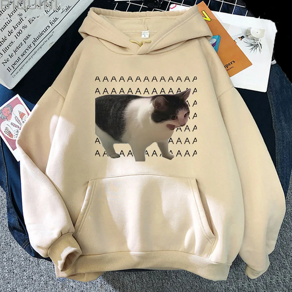 

Cute Cat Meme Graphic Hoodies Women/Men Aesthetic Clothing Autumn Winter Fleece Sweatshirts Casual Long Sleeve Sudadera Funny