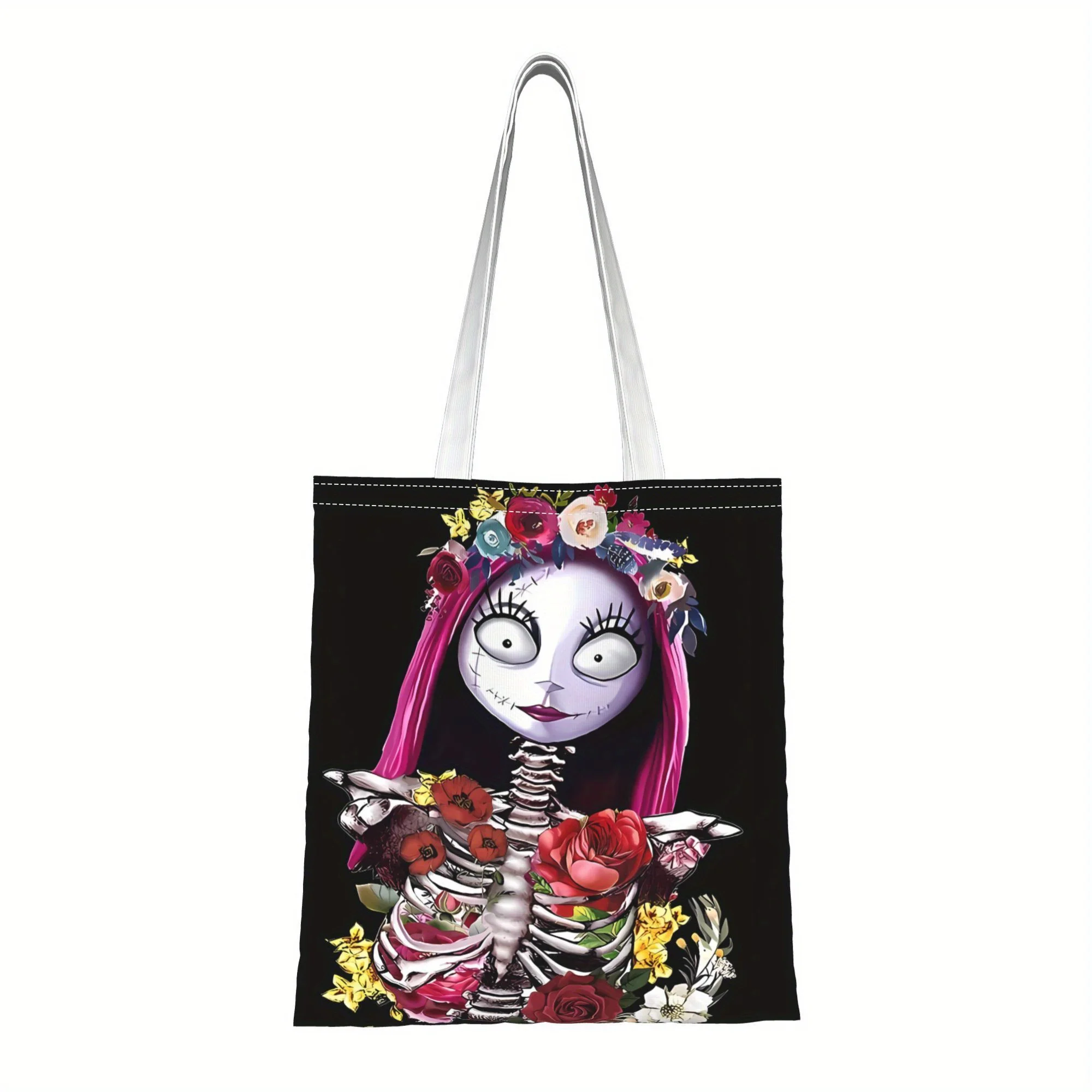 1pc Sally Skeleton Floral Tote Bag,Suitable for Daily,Shoppi