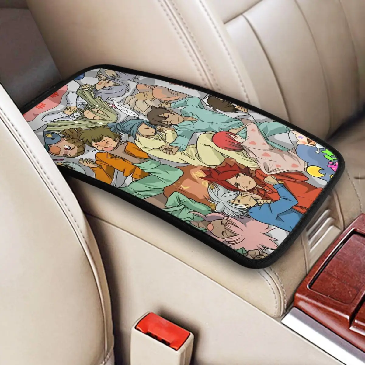 Universal Car Armrest Cover Mat Leather Hot Game Inazuma Eleven Center Console Protective Cushion Pad Car Accessories