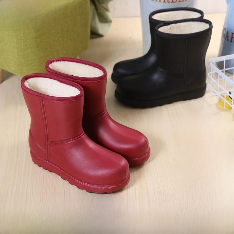 

Thiened Fce Winter Rain Boots Men's Women's Anti-slip Waterproof Cotton Boots Warm Thi Bot Rubber oes