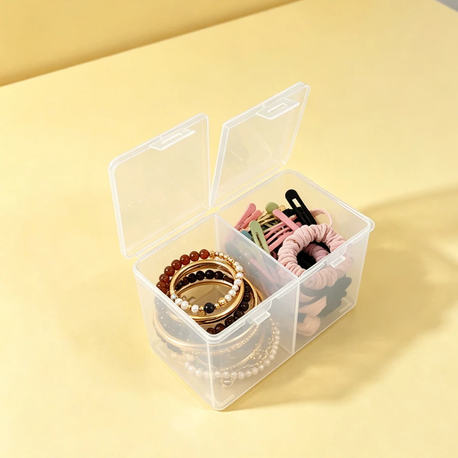 Jewelry storage box for bracelets, hair clips, hair ties, cards, mobile phone data cables, with a lid and a drawer for organizat