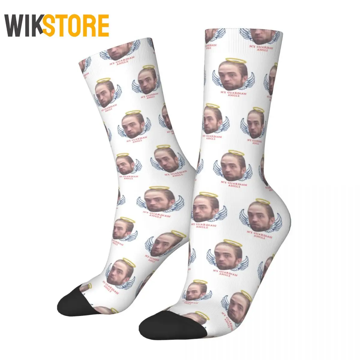 

Retro Robert Pattinson Is My Guardian Angel Football Socks Middle Tube Socks for Unisex Breathable Cute Sock