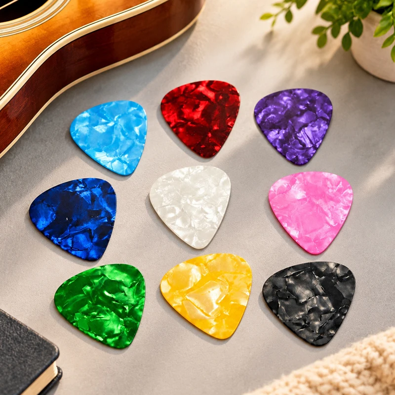 Guitar Replacement Props Premium Acoustic Guitar Strings Celluloid Picks Musical Instruments Repair Parts Kit Daily Practice ZYF