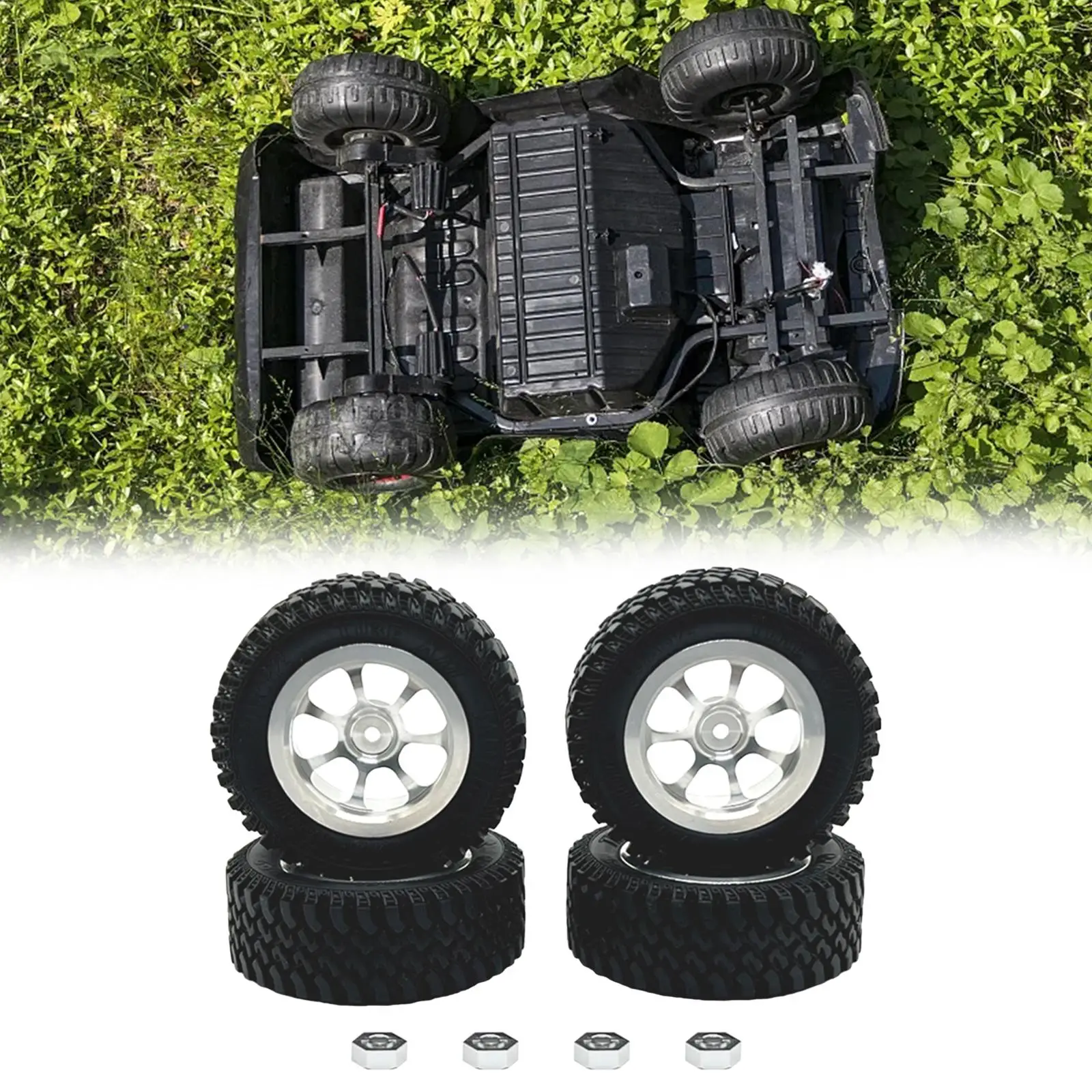 4 pezzi ruote e pneumatici per auto RC pneumatici per auto cingolate RC per MN128 MN86 1/12 RC Car Argent