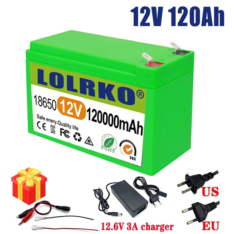 

12v 18650 Li-ion rechargeable battery pack 120Ah 30A battery for solar energy built-in high current BMS electric vehiclebattery