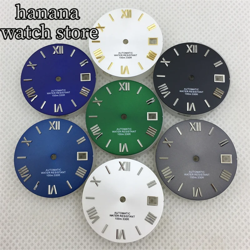 BLIGER 29 ملم أسود أزرق مخضر أبيض رمادي مضيئة مصباح مؤشر روماني مناسب لحركة NH35